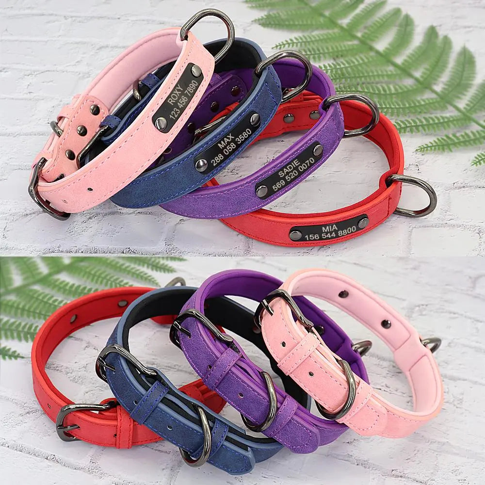 Engraved Custom Personalized Small Dogs Leather Collar