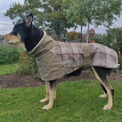 Warm Fleece Winter Big Dog Clothes Fashion Plaid Print Pet Jacket