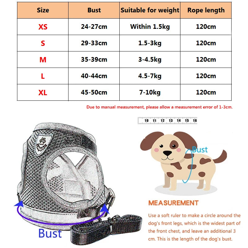 Mesh Leash Set for Small Pet Dog Harness