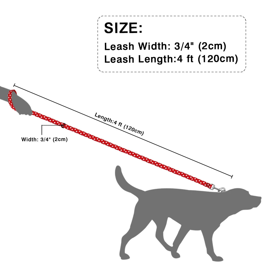 4ft Polka Dot  Nylon Pet Walking Running Dogs Leash