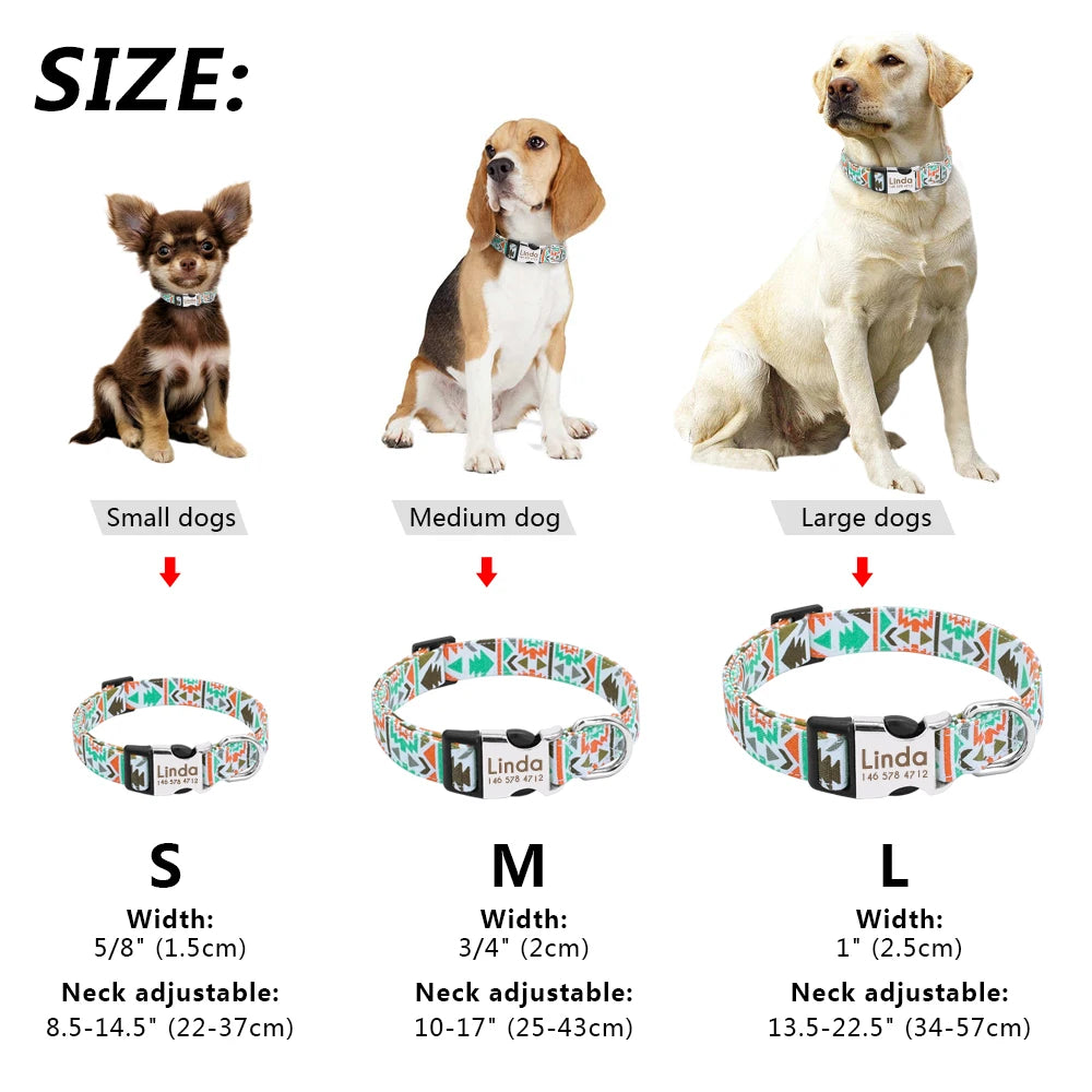 Personalized Nylon Small Dog Collars Engrave Name ID