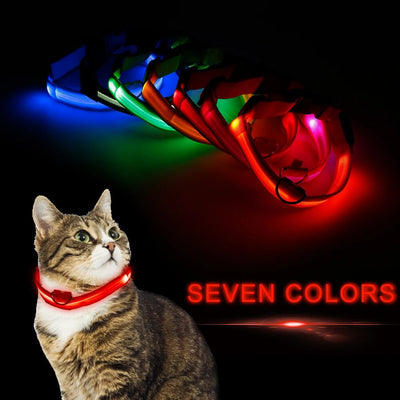Nylon Pet Dog Collar LED Light Night Safety Glowing
