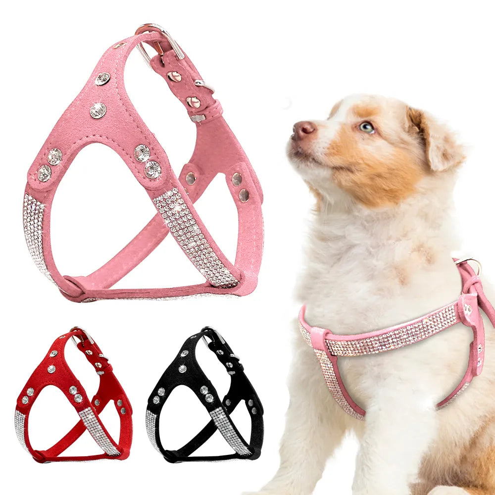 Soft Suede Leather Puppy Pet Dog Harness