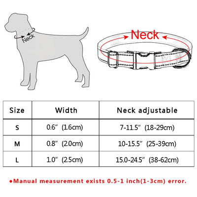 Nylon Reflective Customized Dog Collars With Anti-lost Tag