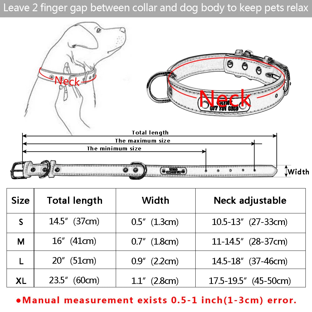PU Leather Large Durable Personalized Dog Collar