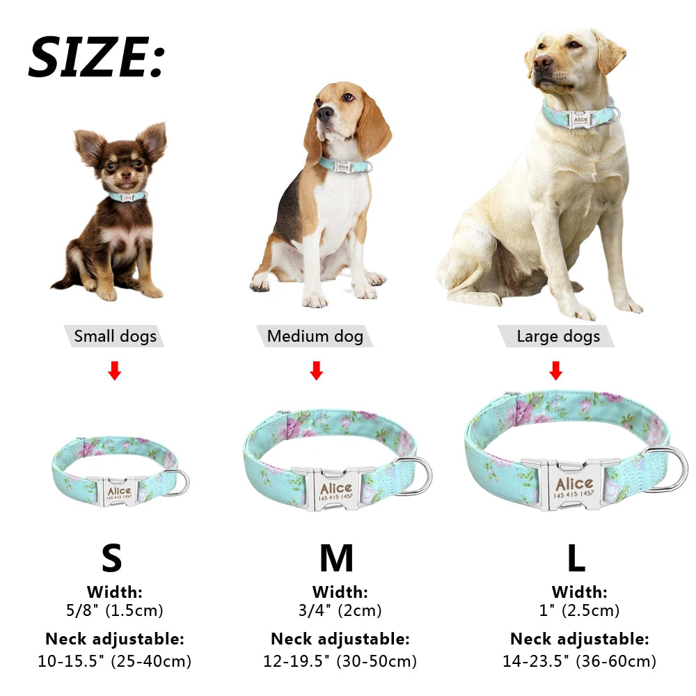 Personalized Nylon Custom Nameplate ID Dog Tag Collar