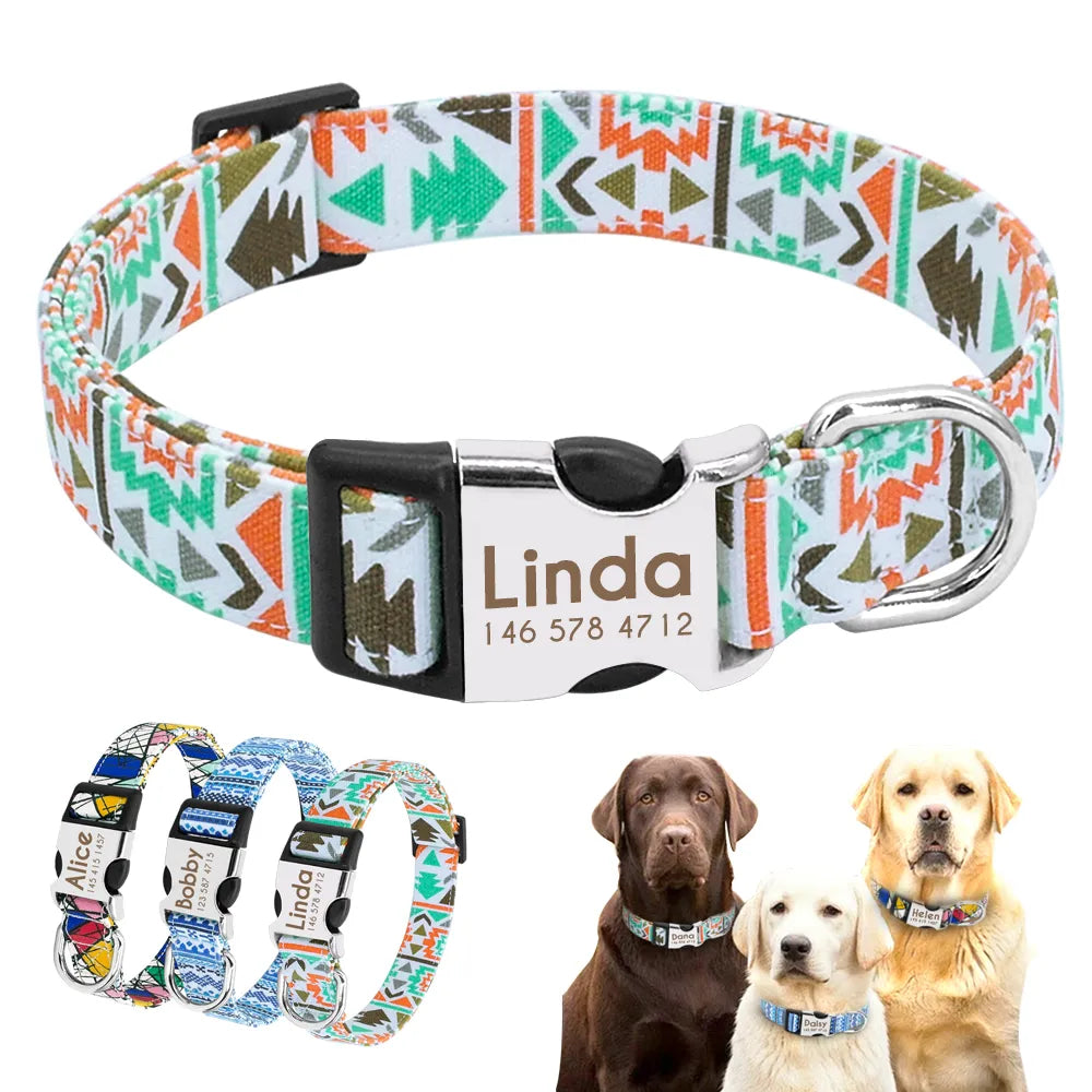 Personalized Nylon Small Dog Collars Engrave Name ID