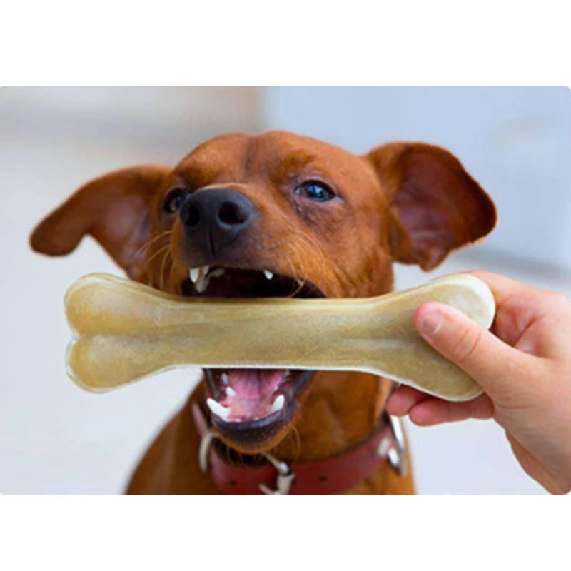 Leather Cowhide Dog Bones Chews Toys Supplies