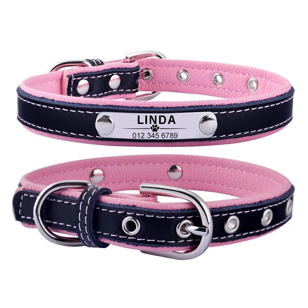 Adjustable Personalized Dog Leather Collar