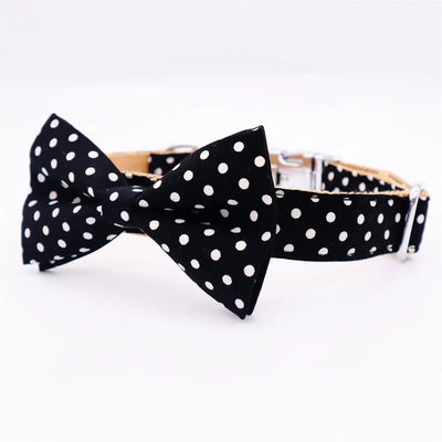 Fashion Polka Dot Cotton Dog Collar Bow Tie