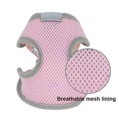 Leash Set Fashion Lovely Floral Breathable Adjustable Dog Harness
