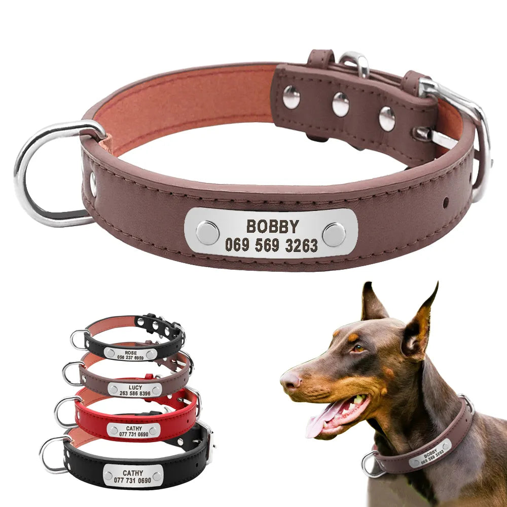 PU Leather Large Durable Personalized Dog Collar