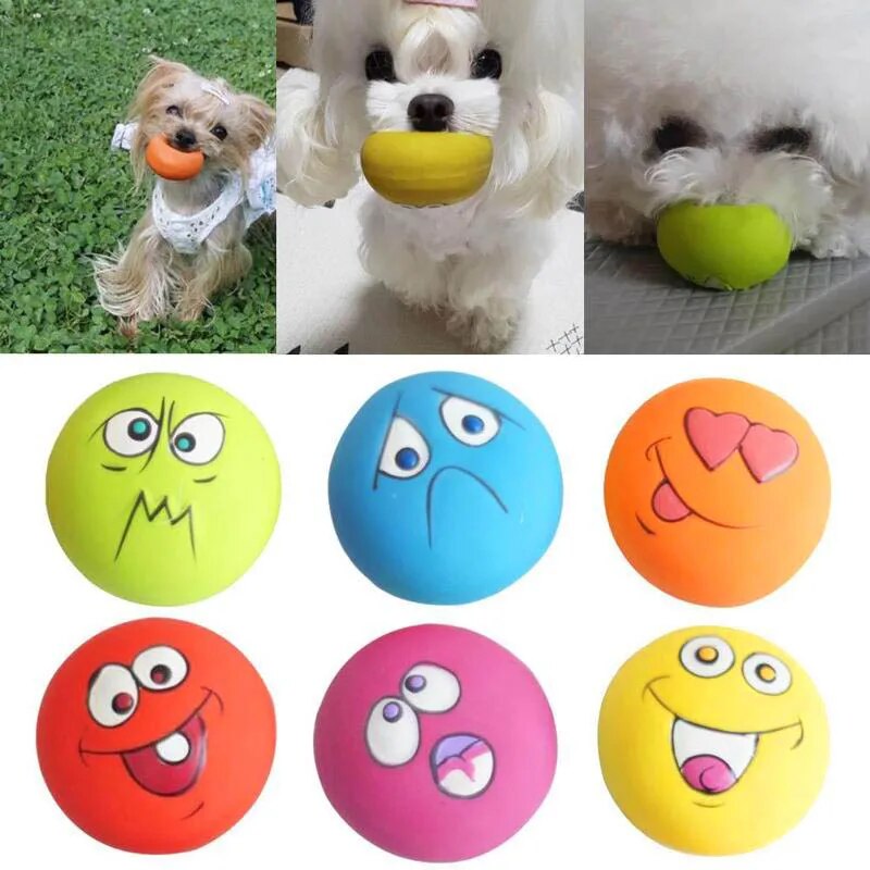 Rubber Dog Puppy Pet Play Squeaky Ball Chewing Toys