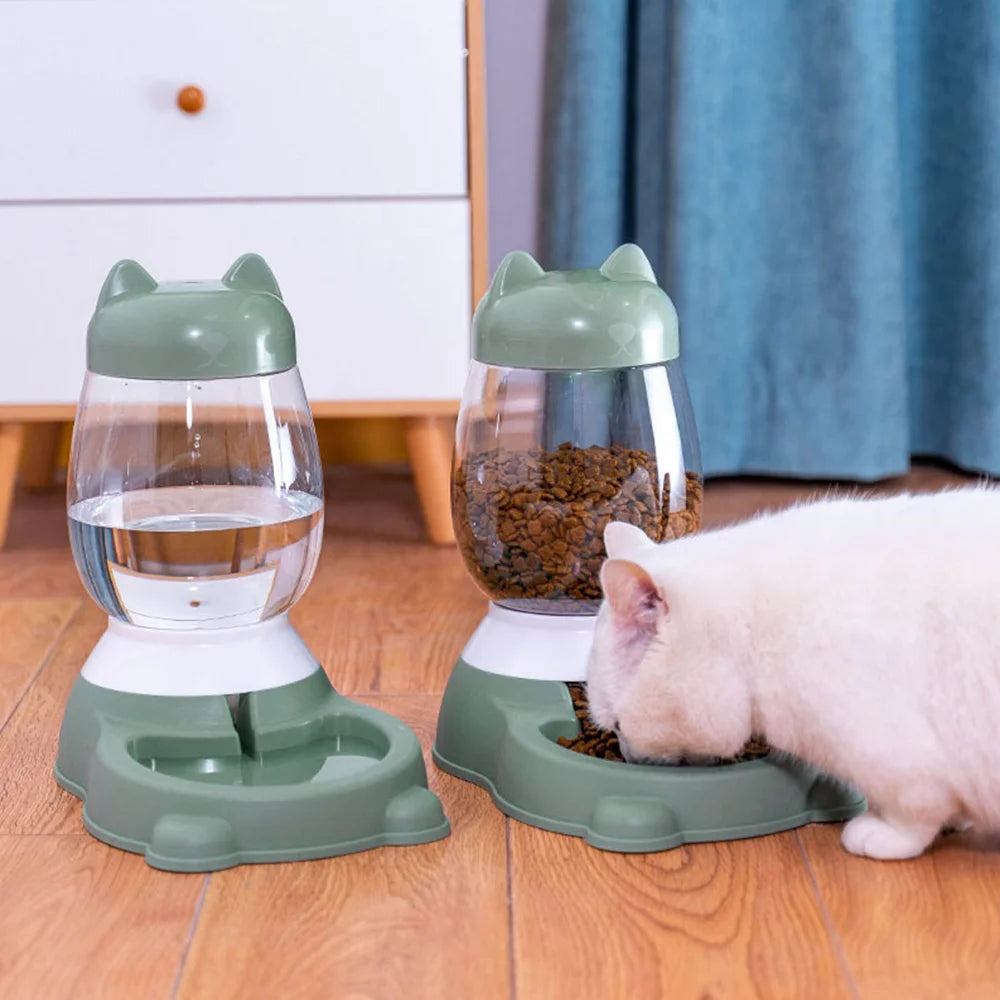 Automatic Pet Bowls Feeder Dog Water Bottle Food Container Dispenser