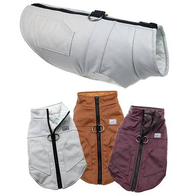 Waterproof PU Leather Jacket Winter Warm Dog Clothes